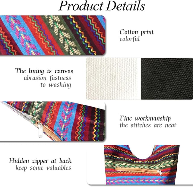 Detalle de ModaZeal Hippie Slouch Shoulder Bag – roomy boho crossbody for festivals, shopping & travel