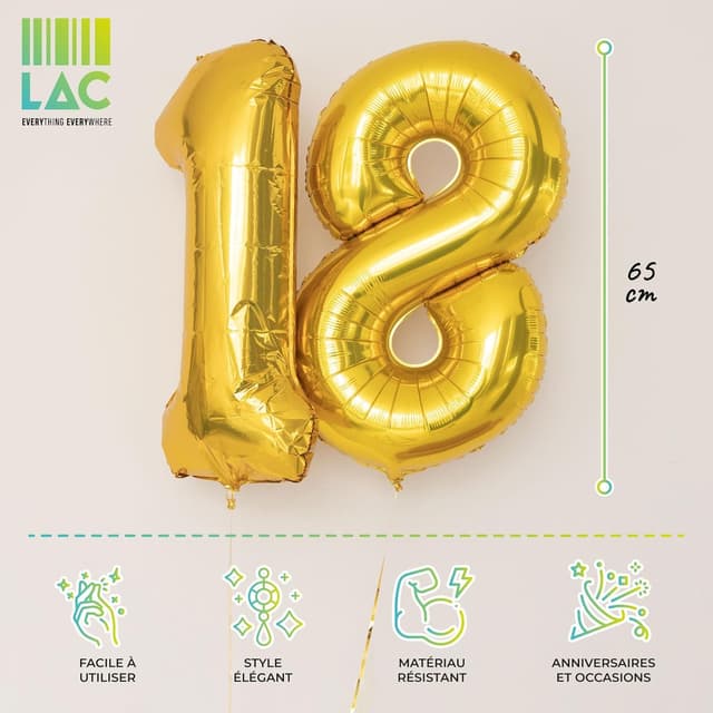 Thumbnail 1 de LAC Ballon 40 Ans Doré Décoration
