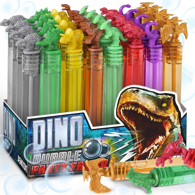 Detalle de Dinosaur Bubbles Wands Bulk for Kids (32-Pack Mini Bubble Party Favors)