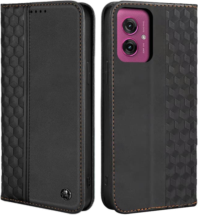 Detalle de CXTcase Flip Case für Motorola Moto G55 – PU-Leder & TPU, magnetischer Ständer, Schwarz