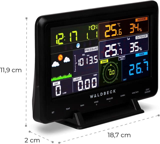 Thumbnail 6 de Waldbeck Huygens station météo professionnelle 6 en 1 (écran couleur) — alertes et données en direct