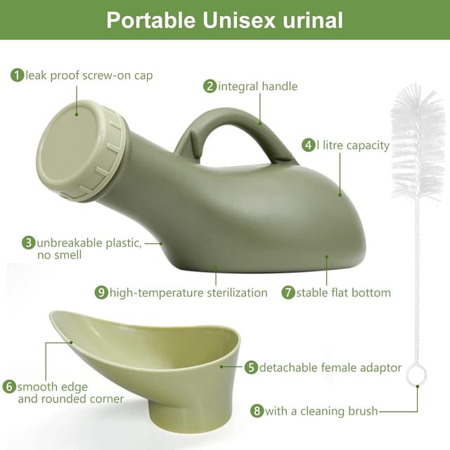 Detalle de Spill-proof 1000ml Portable Urine Bottle with Screw-On Lid (Unisex, PP plastic)