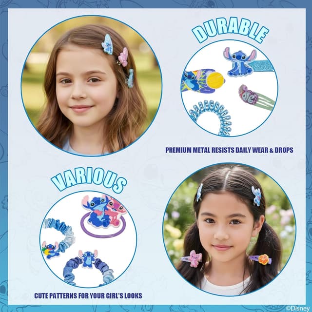 Detalle de Townley Girl Stitch Hair Accessory Set for Girls (22-Piece Clips, Ties, and Scrunchies)