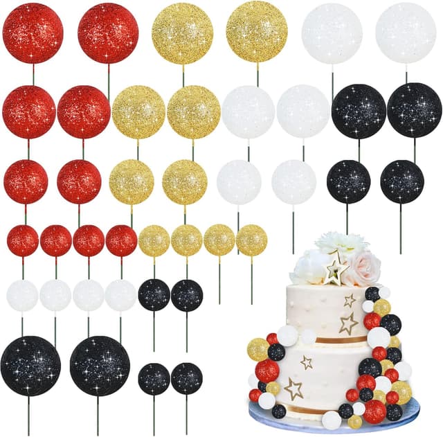 Detalle de RIBBOOO Ball Cake Toppers 40 Pack