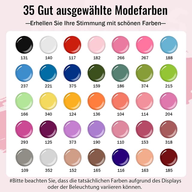 Detalle de VANREESA U V Nagellack Set mit 35 Farben, 48W U V/LED Lampe und elektrischem Nagelfräser – Starterset für Gelnägel