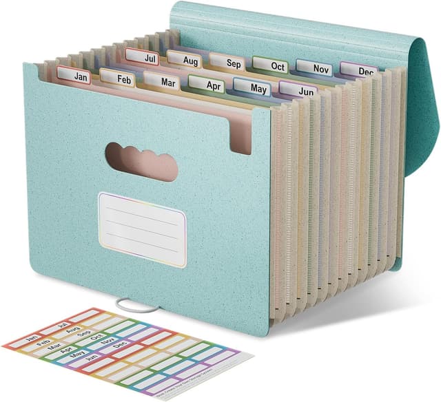 Thumbnail 6 de EcoStash Accordion File Organiser (12 Pockets) in Wheat Straw – A4/Letter, Mint Green