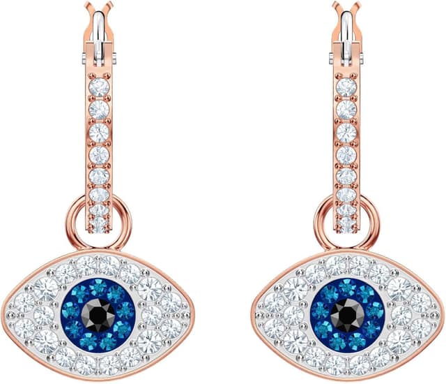 Thumbnail 1 de Swarovski Pendientes de aro Symbolica, Ojo turco, Azules, Baño tono oro rosa