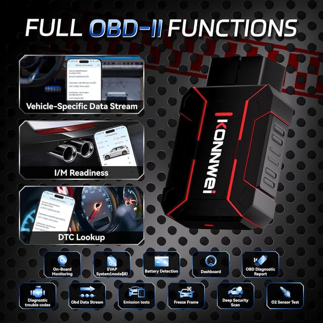Detalle 2 de KONNWEI MAXOBD OBD2 Bluetooth scanner per iOS/Android: lettura DTC e dati in tempo reale