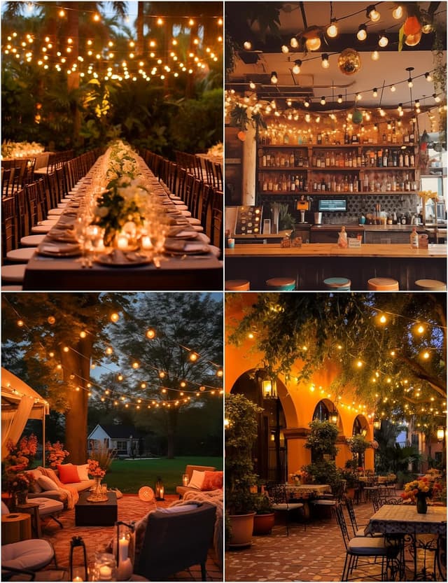 Thumbnail 6 de ZOTOYI Festoon Lights Outdoor 60M mains string lights (IP65) with 80+4 shatterproof LED bulbs, 2700K