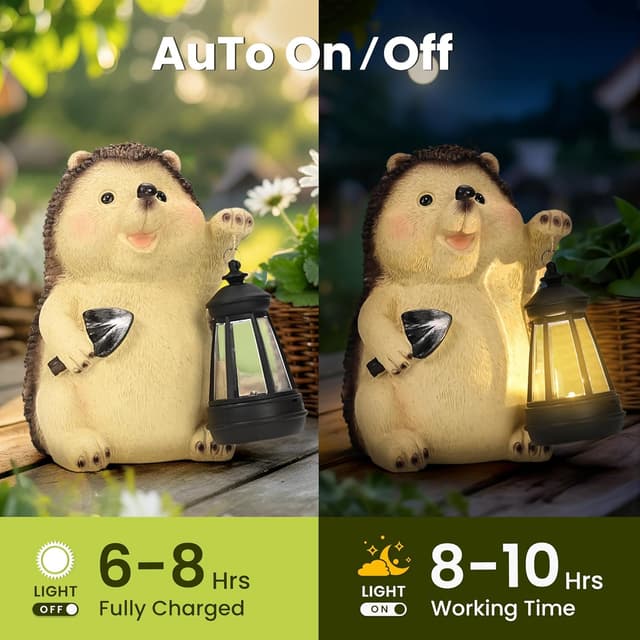 Detalle 2 de GIGALUMI Hedgehog Garden Ornament for Outdoors 🪻