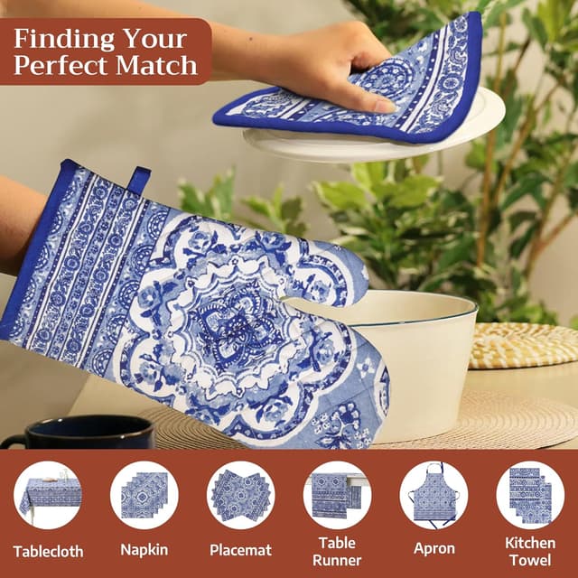 Detalle 2 de Maison d'Hermine set di 2 presine in cotone 100% 20x20 cm con anello per barbecue