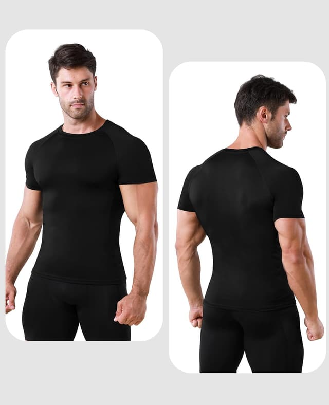 Detalle 2 de Niksa 1er-Pack Kompressionsshirt Herren – atmungsaktives, schnelltrocknendes Sport-Funktionsshirt Kurzarm