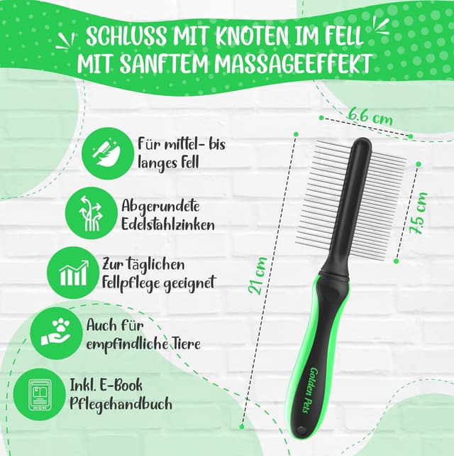 Thumbnail 3 de Golden Pets Fell-Entwirrer Kamm für mittel bis langhaar 1 Stk