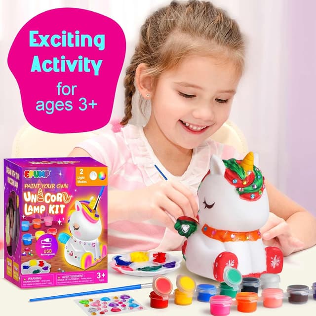 Detalle de EPUMP DIY-Einhornlampe zum Bemalen mit 2 Lichtmodi (wiederaufladbar, 1.200-mAh-Akku)