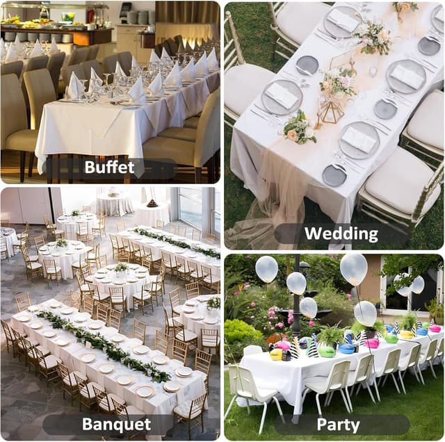 Detalle de 8 Pack White Table Cloth 60 x 126 Inch Rectangular Tablecloths for 8-Foot Tables