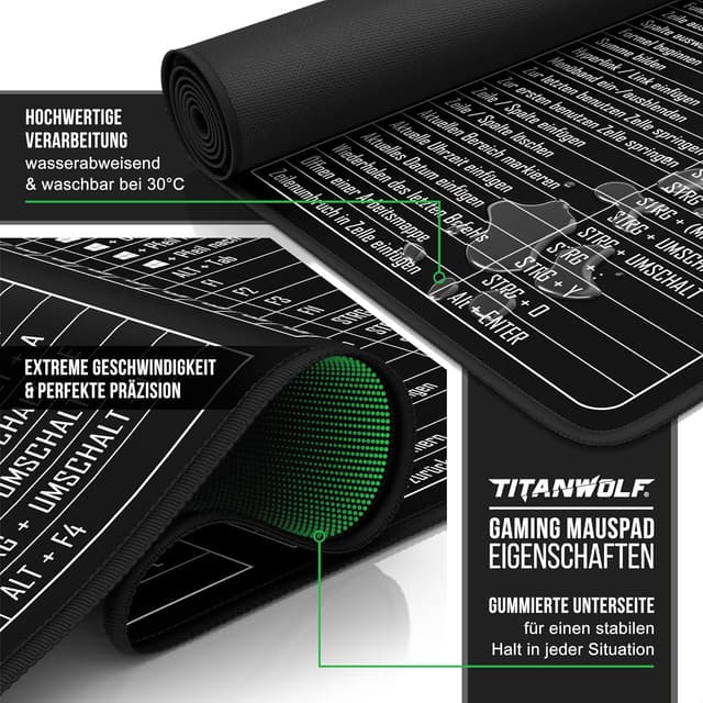 Detalle de TITANWOLF XXL Speed Gaming Mauspad 900Ă—400 mm đź–±