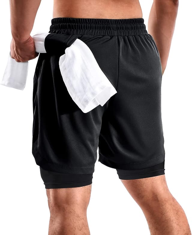 Detalle de FIONECA 2-in-1 Men’s Shorts 2-Pack (7-Inch) with Pockets & Towel Loop