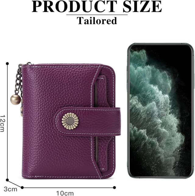 Thumbnail 6 de SENDEFN Damen Geldbörse klein aus Leder mit RFID-Blocker, Münzfach mit Reißverschluss und Kartenhalter