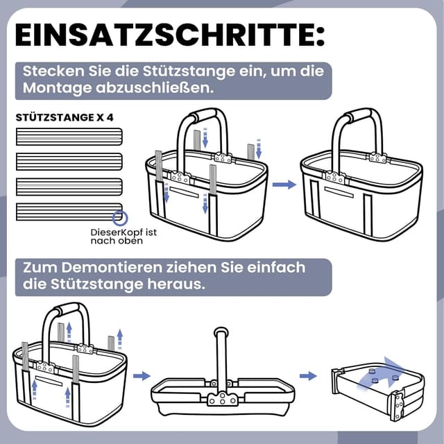 Thumbnail 5 de Yeabett 22L Faltbarer Einkaufskorb