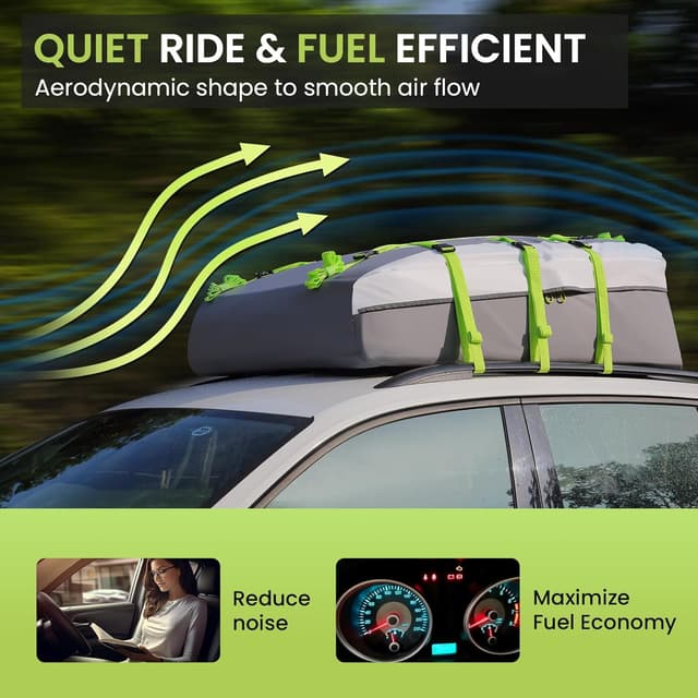 Detalle 2 de Sailnovo Rooftop Cargo Carrier Roof Bag (21 Cubic Feet) with anti-slip mat, security lock and 6 door hooks