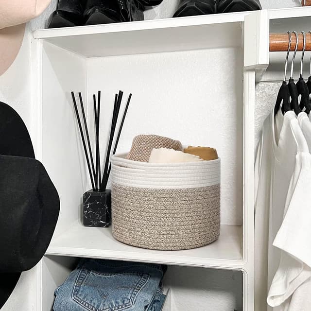 Thumbnail 6 de TIMEYARD Aufbewahrungskorb für Kinder: geflochtener Korb (24 x 18 cm) in Braun & Weiß