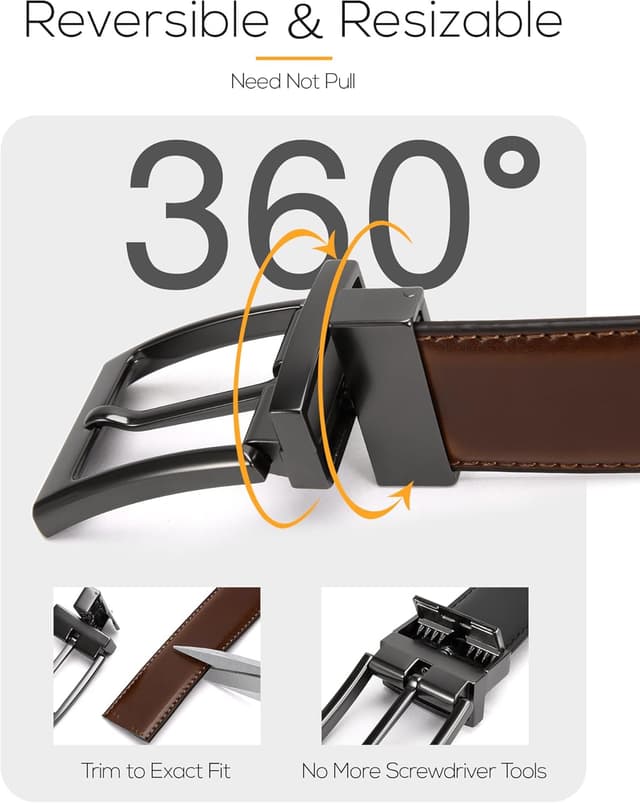 Detalle 2 de Mens reversible leather belt 1 3/8 inch