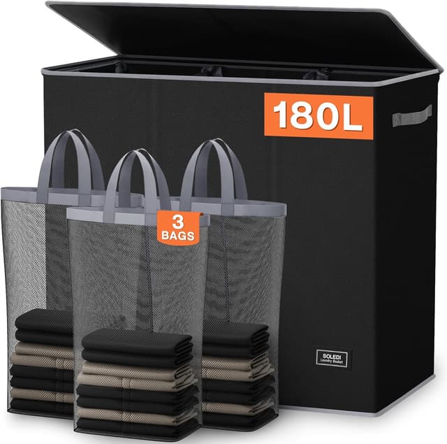 Imagen de SOLEDI 180L 3-Section Laundry Hamper en OfertitasTOP