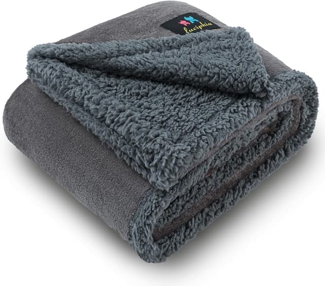 Detalle de luciphia wasserdichte Hundedecke Lichtgrau S (71 × 102 cm) – reversible Decke mit Innen-Schutz