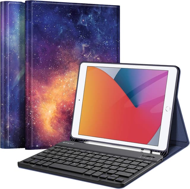 Detalle de FINTIE Tastatur Hülle für iPad 10,2 Zoll (9./8./7. Gen., 2019–2021) mit QWERTZ, Pencil-Halter und magnetischer Bluetooth-Tastatur