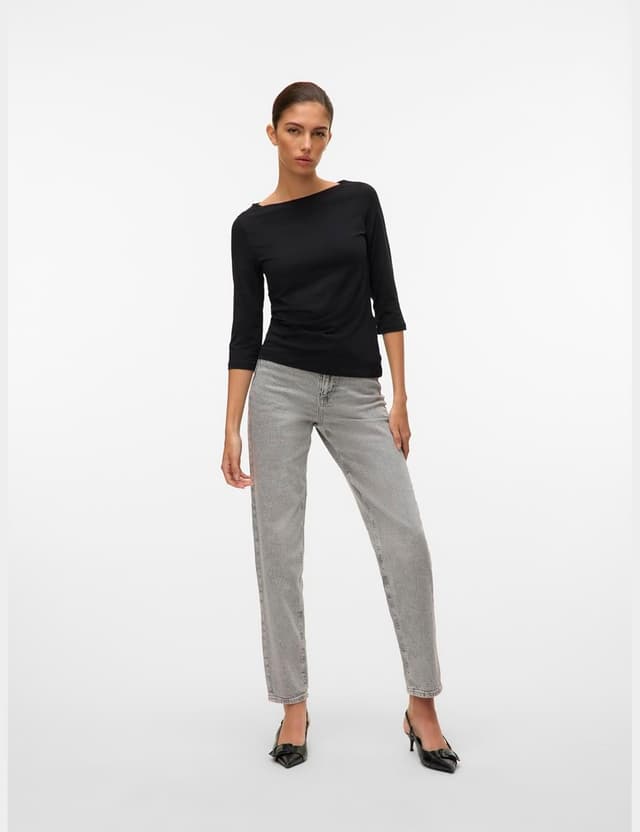 Detalle de VERO MODA maglietta elasticizzata da donna con manica 3/4 e scollo a barca