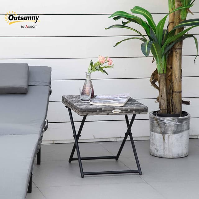 Thumbnail 1 de Outsunny Table basse pliante 40 cm imitation rotin
