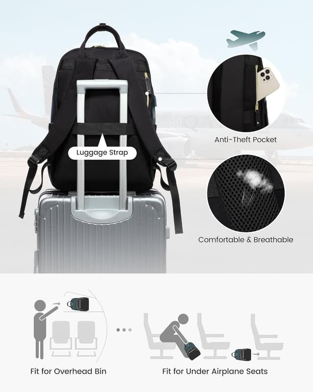 Detalle 2 de LOVEVOOK Women’s Laptop Backpack 15.6 Inch – Waterproof, Anti-theft & 23L Work/College Rucksack (Beige-Yellow-Brown)