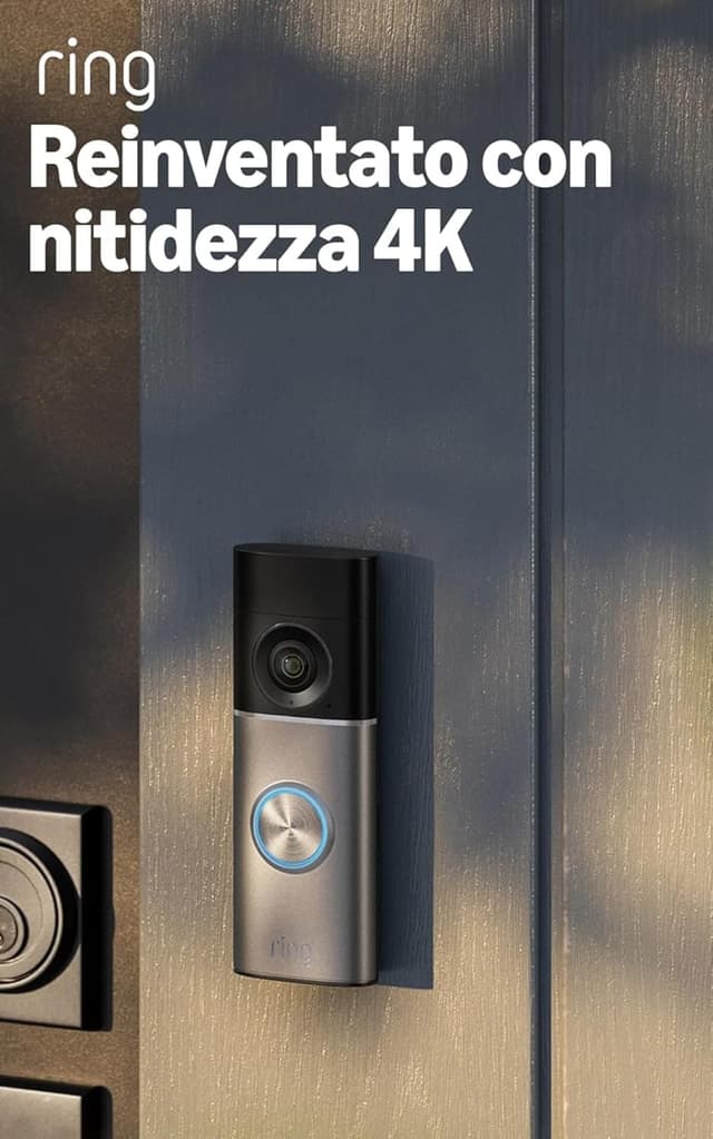 Detalle de Ring Wired Video Doorbell Pro (Videocitofono Pro cablato) con alimentatore plug-in e Chime 3ª gen.