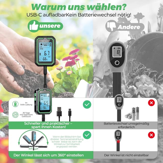 Detalle 2 de Rhein-B Feuchtigkeitsmessgerät 4-in-1 mit pH