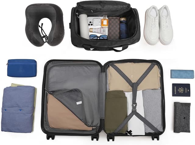 Detalle de KONO set da 2 valigie: trolley rigido ABS 55 cm + borsa da viaggio Ryanair 40x20x25 con lucchetto TSA