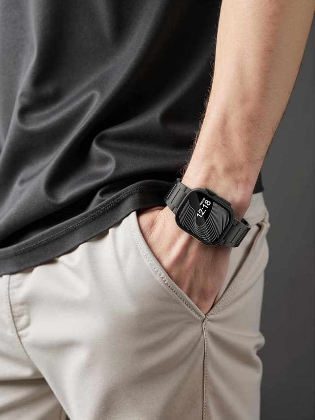 Thumbnail 6 de LULULOOK Titanium Strap for Apple Watch Ultra (Ultra 3/Ultra 2, 49mm & Ultra 46mm/45mm), Black folding clasp