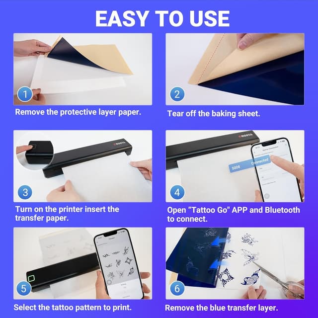 Detalle de ORGSTA 100 Sheets Tattoo Stencil Paper (A4) for S008 printer and manual transfer