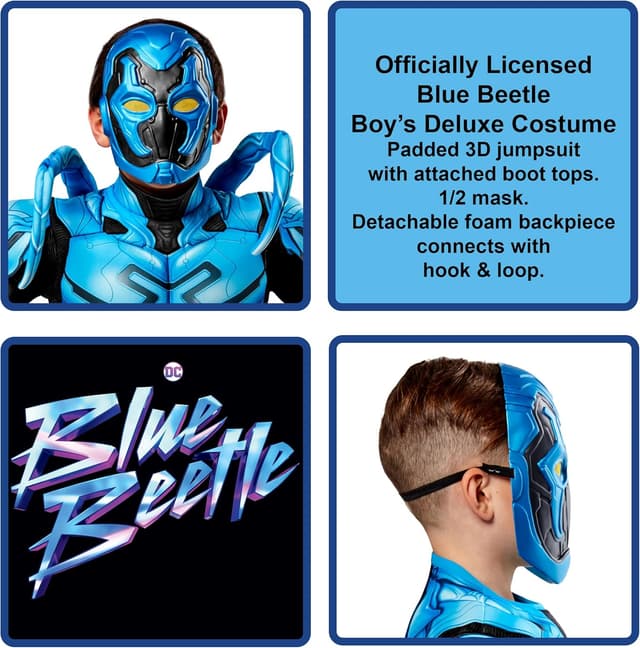 Detalle de Rubies DC Blue Beetle Kids Costume (Blue Beetle, Boys Large 10/12)