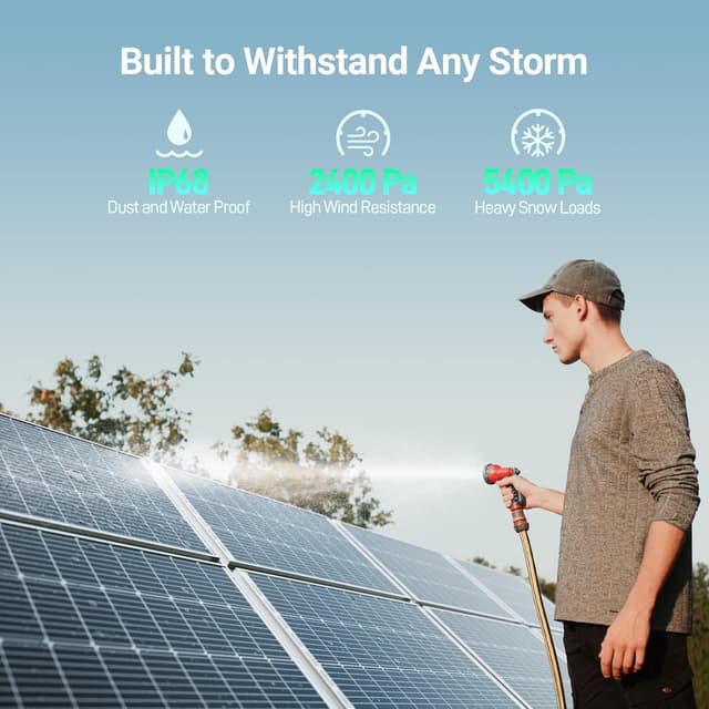 Thumbnail 4 de HQST 100W 12V Monocrystalline Bifacial Solar Panels (2-Pack) for Off-Grid Battery Charging