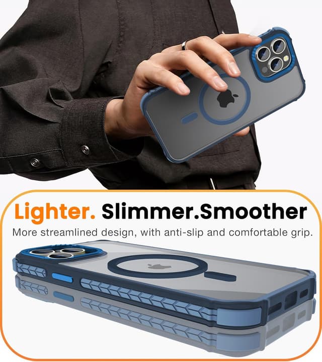 Detalle de DEERLAMN Strong Magnetic Case for iPhone 15 Pro Max (6.7-inch) with MagSafe compatibility — Forest Blue