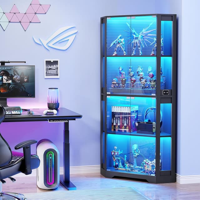 Thumbnail 6 de BROTTAR Eckvitrine mit Glastüren 165 cm (Eckregal, LED 3 Farben & Sensor) in Schwarz