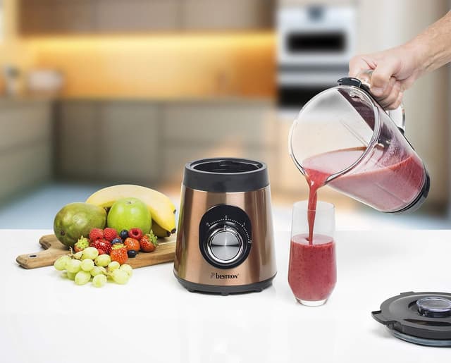 Detalle de Bestron Mixeur sur pied Copper Collection ABL500CO — 500 W, bol en verre 1,5 l, finition cuivre