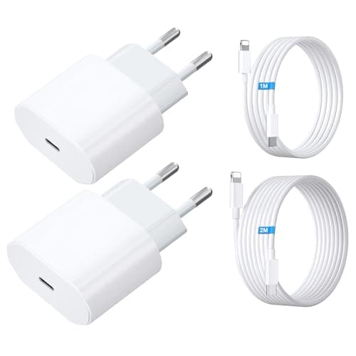 Detalle de UWECAN Cargador USB-C Dual de 20W con cable Lightning (2 m + 1 m) para iPhone carga rápida