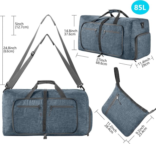 Detalle 2 de 85L faltbare Reisetasche mit Schuhfach blau