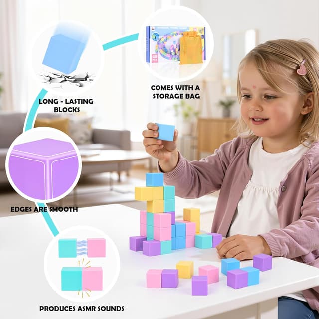 Detalle de Jeu de construction magnétique Ouxayapl – 45 pièces pour enfants dès 3 ans