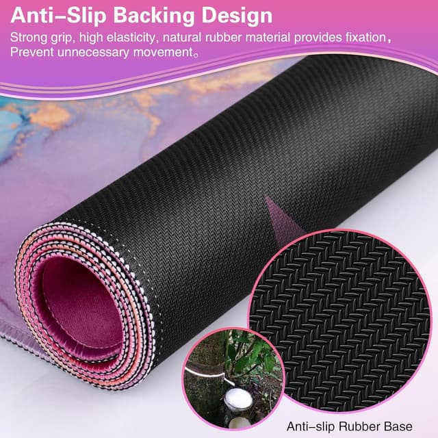 Detalle 2 de Acezeek Gaming-Mauspad XXL 900x400 mm mit Anti-Rutsch-Basis, wasserfest – Pink/Blau