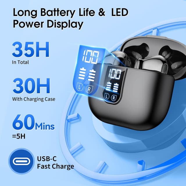 Thumbnail 6 de EXZHIG Wireless Earbuds Bluetooth 5.4 (J11) with 6 Mic ENC, IPX7 and up to 35H playtime