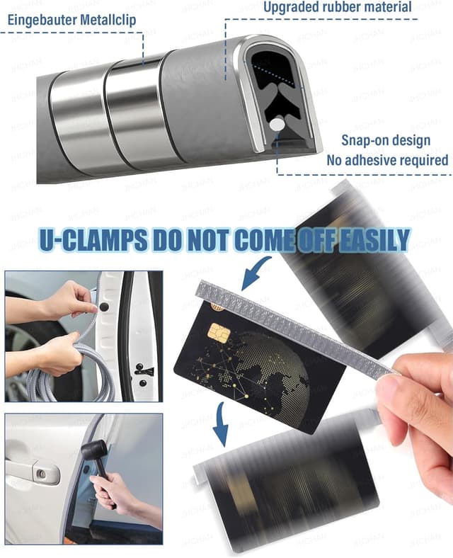 Detalle de Universal Car Door Edge Protector with Hammer (Grey, 10M) — weatherproof rubber trim stripe guard