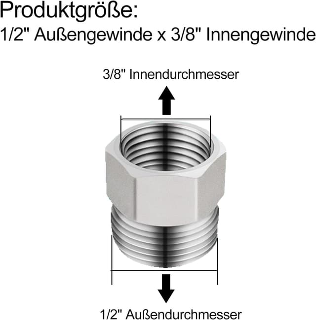 Detalle de Edelstahl-Reduzieradapter Set 1/2 auf 3/8