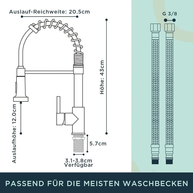 Detalle 2 de FORIOUS Wasserhahn Küche mit 360° Schwenk